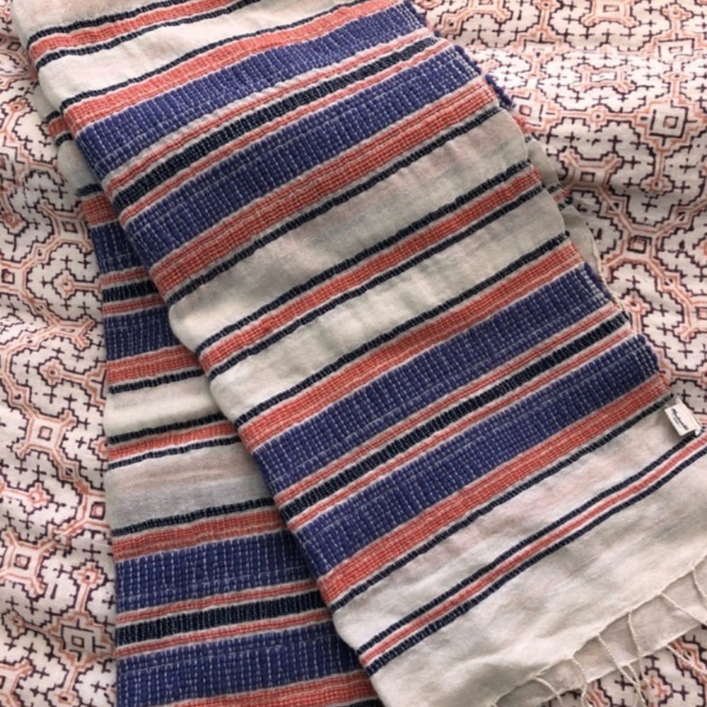 Madewell Blue-and-Coral Scarf